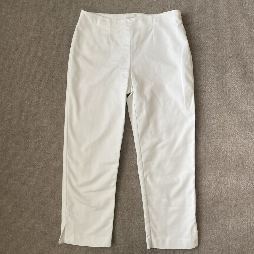 Chico's Pants Womens 00 (Size 2) White Cropped Stretch Side Zip Casual Summer